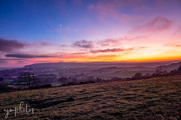 Crisp winter sunset over Brading Down IOW